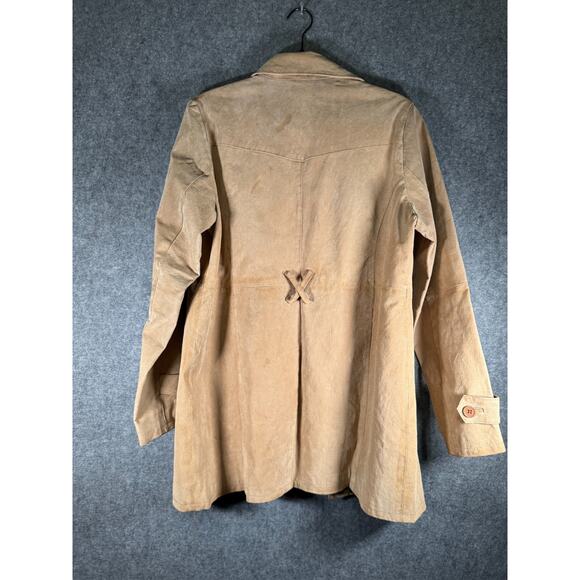 VTG Paris Blues Outerwear Jacket Women Large Brown Leather‎ Trench Y2K 90s - Picture 5 of 6